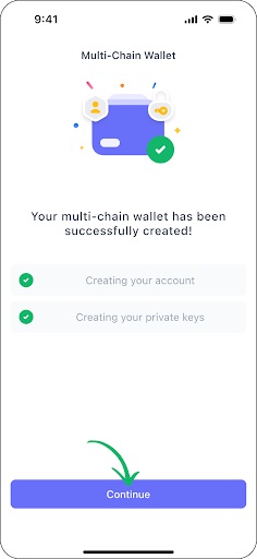 Uw multi-chain wallet is succesvol aangemaakt