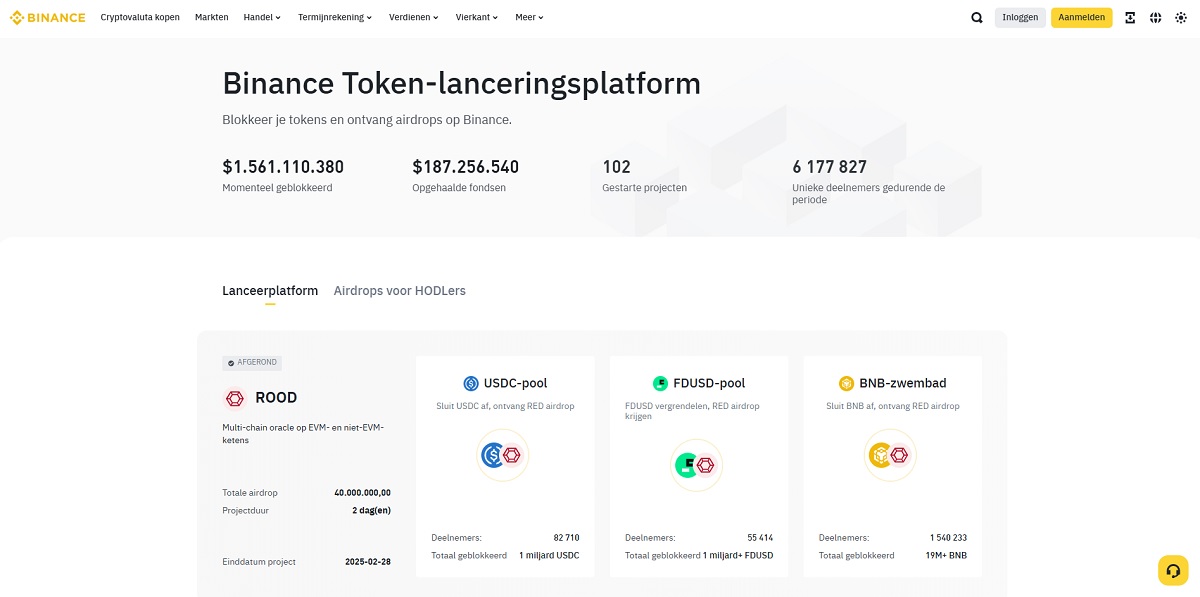 Binance Launchpad startpagina