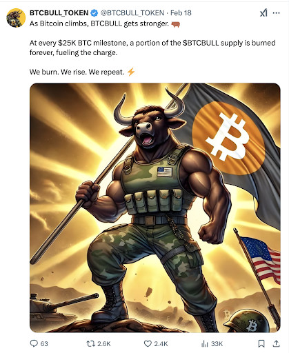 Een bitcoin klimt, BTC Bull krijgt sterkere - BTC Bull status op X