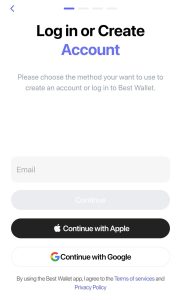 Best Wallet - inloggen of een account aanmaken