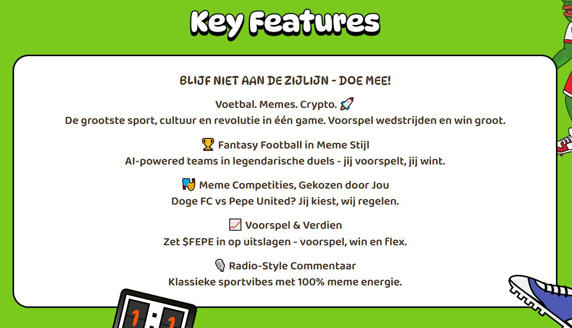Fantasy Pepe key features