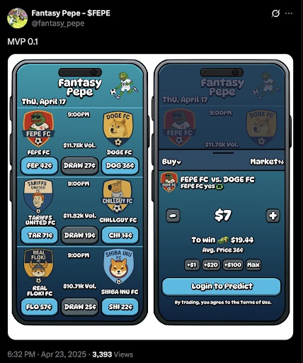 Fantasy Pepe social media status