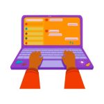 Een persoon die een laptop gebruikt