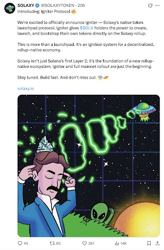 Solaxy social media post