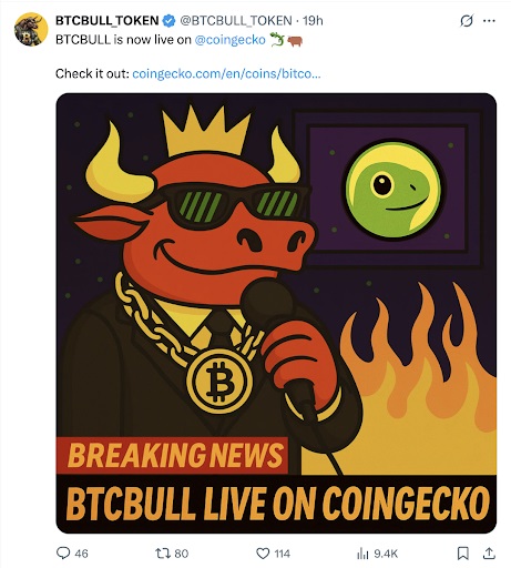 BTC Bull is live op Coingecko