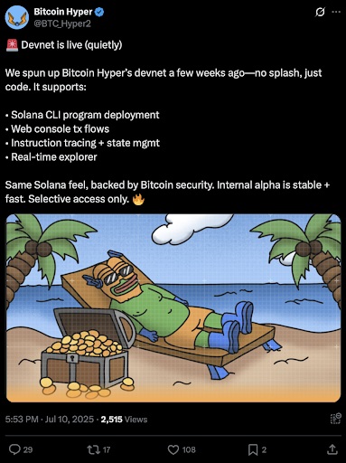 Bitcoin Hyper Devnet is live