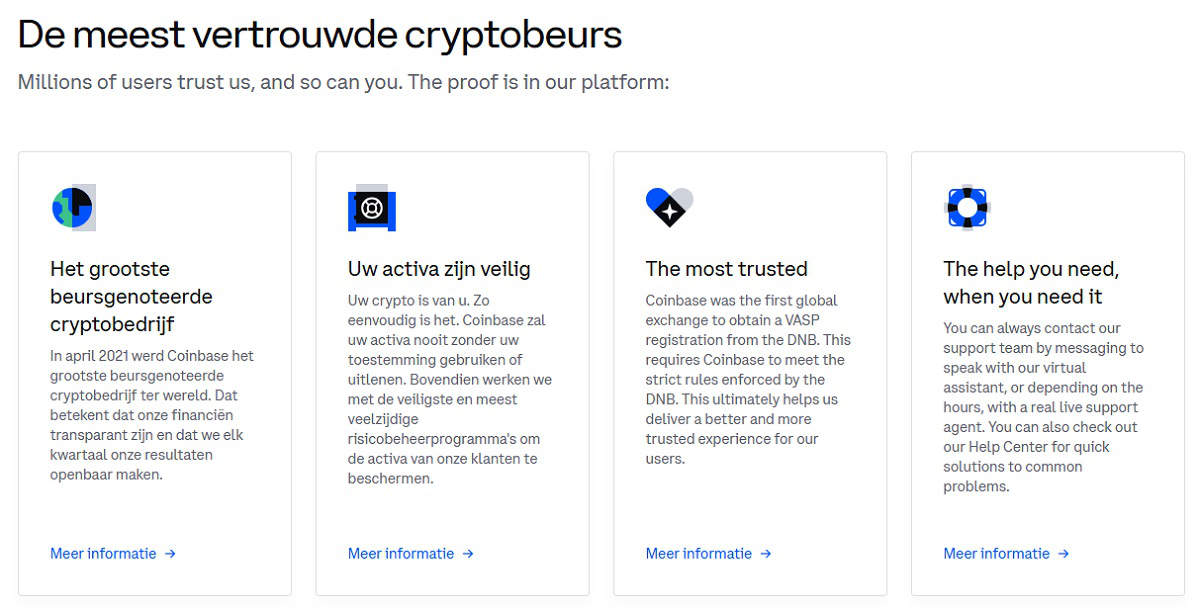 Coinbase de meest vertrouwde cryptobeurs