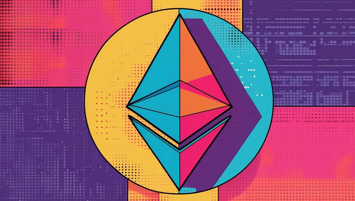 Ethereum-illustratie in pop-artstijl