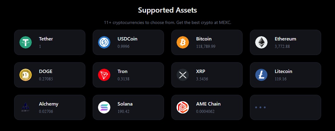 MEXC supported assets