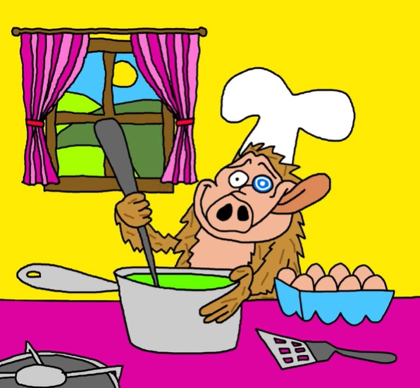 Snorter kookt een gerecht