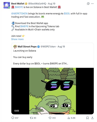 Best Wallet status over WEPE