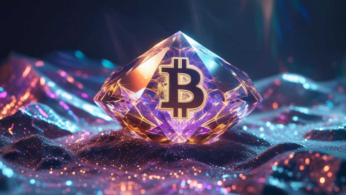 Bitcoin-logo op een diamant
