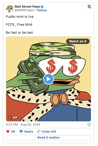 Wall Street Pepe status