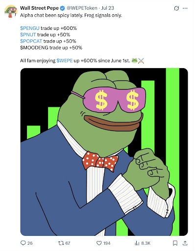 Wall Street Pepe status