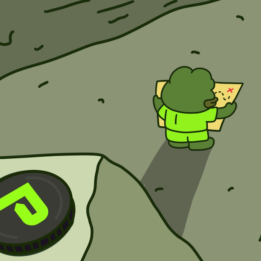 Pepenode Pepe met een kaart