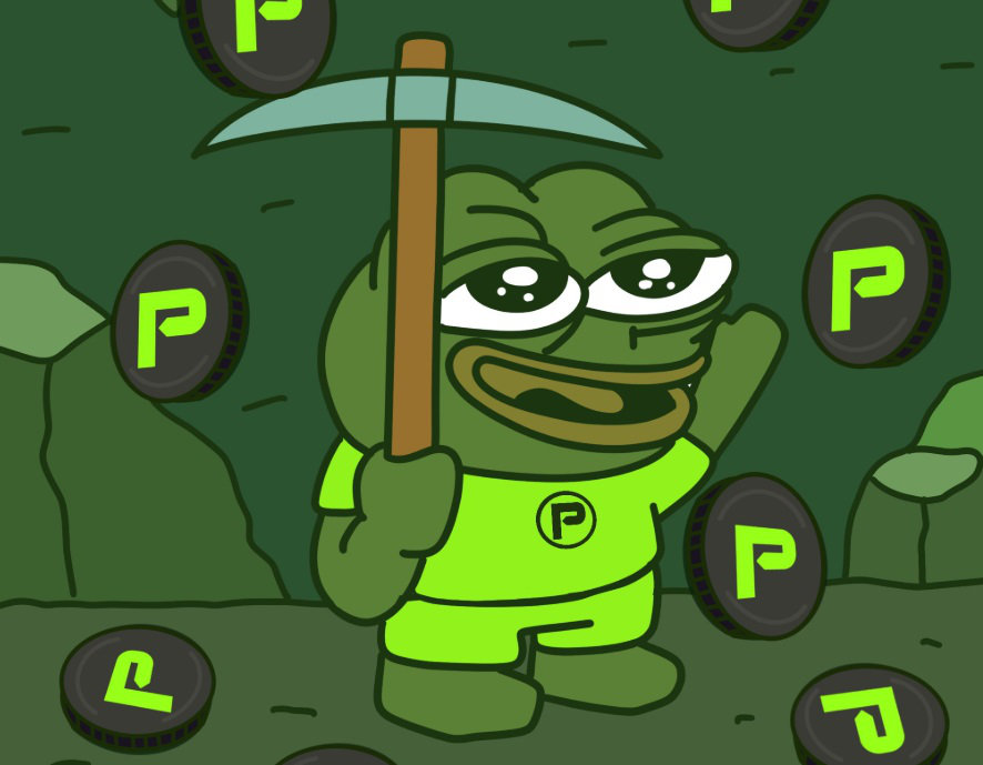 Pepenode met houweel en tokens