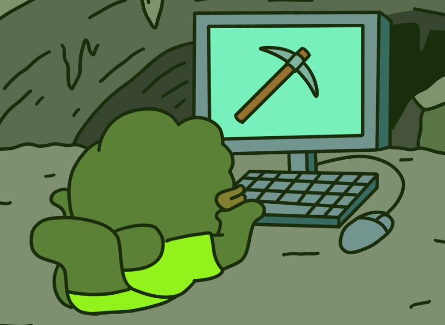 Pepenode speelt op het computerscherm