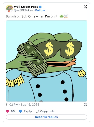 Wall Street Pepe Bullish on Sol
