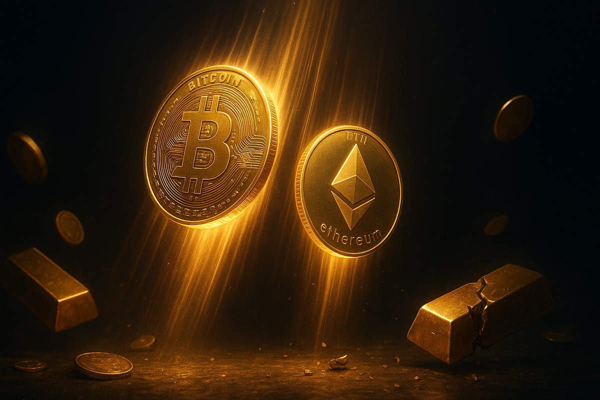 Bitcoin en Ethereum stijgen terwijl goud instort: wat drijft de markt?