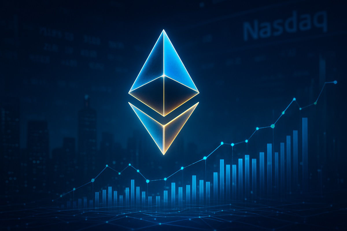 Grafiek met het Ethereum-symbool en grafieken