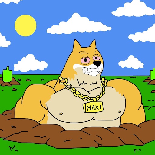 Maxi Doge steekt uit een gat in de grond