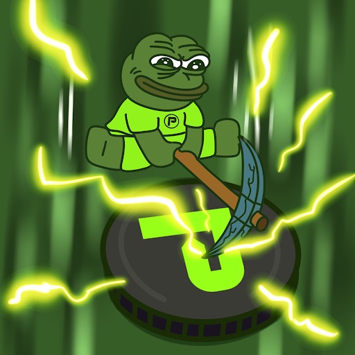 Pepenode met een houweel en een munt
