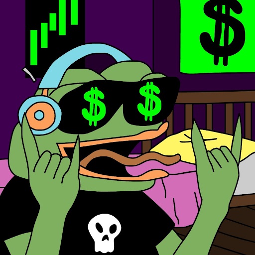 Wall Street Pepe luistert naar de muziek