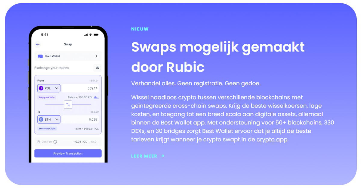 Best Wallet Swaps mogelijk gemaakt door Rubic