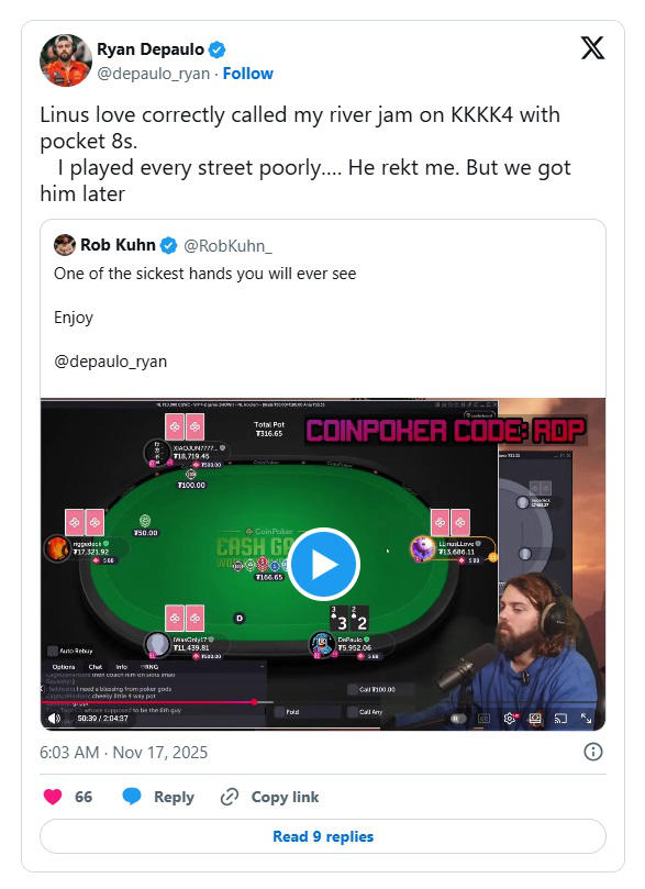 Ryan Depaulo status