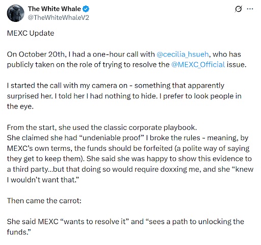 The White Whale MEXC update