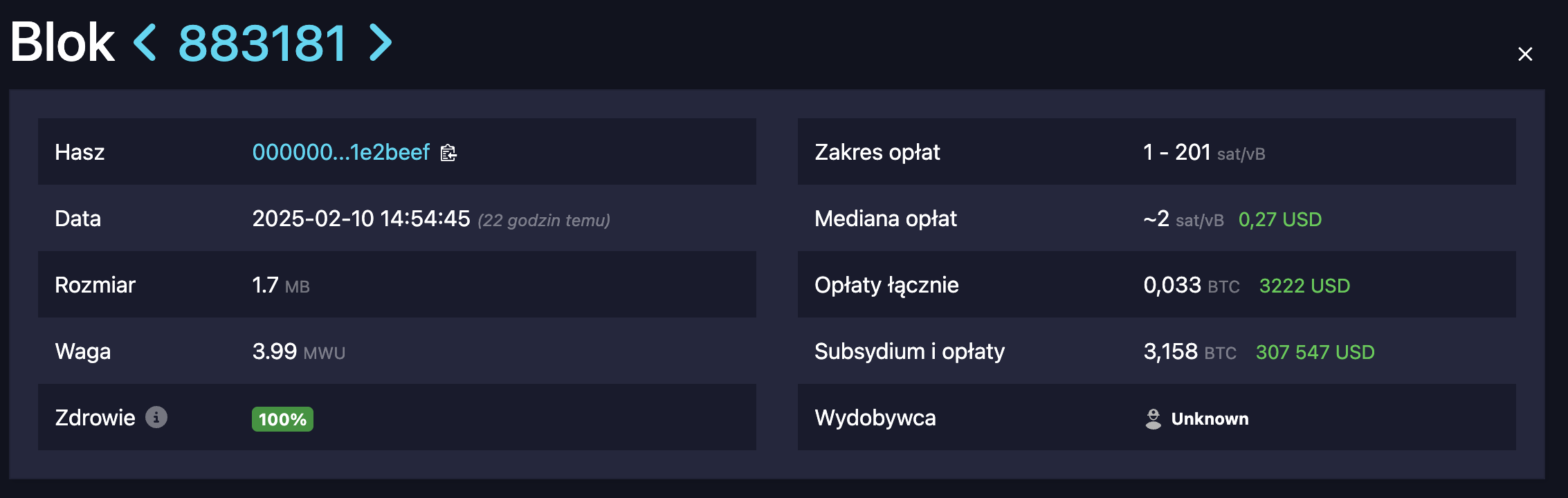 Block BTC za 300.000 dolarów