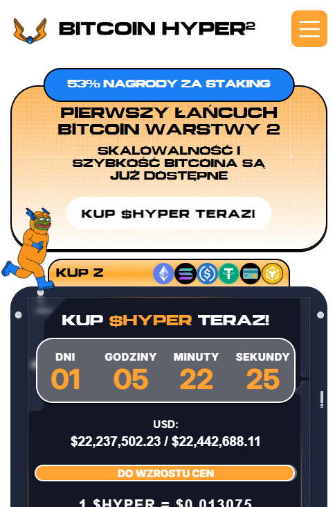 btc hyper strona przedsprzedaży z licznikiem czasu do podwyżki cen