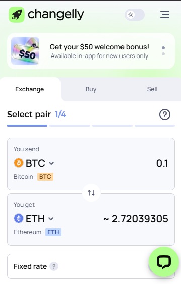 Changelly - wymiana kryptowalut bez podawania danych