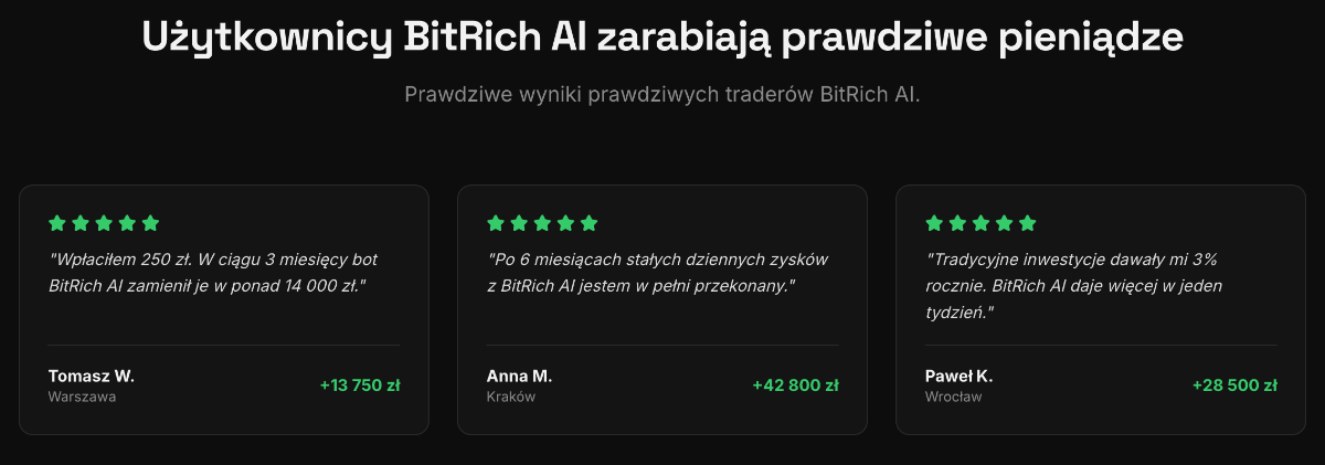 Użytkownicy BitRich AI zarabiają prawdziwe pieniądze