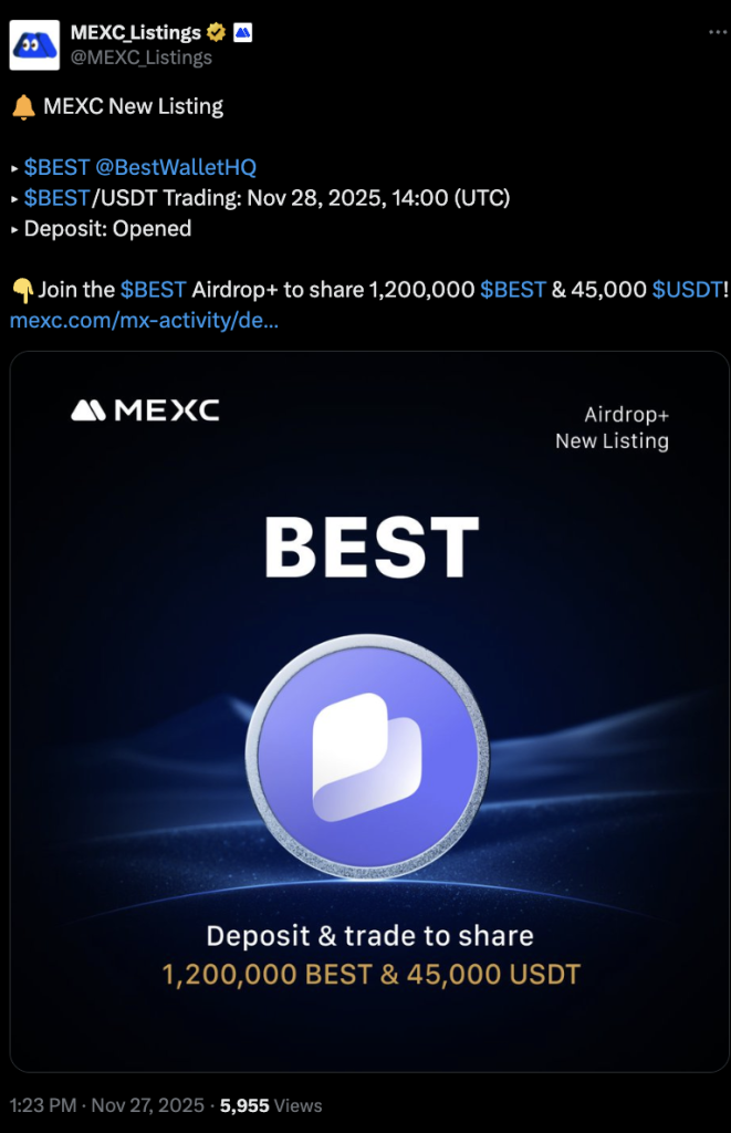 MEXC - Best Wallet listare