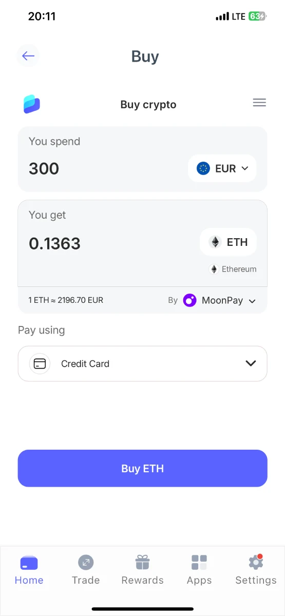 Finansirajte svoj novo-kreirani novcanik