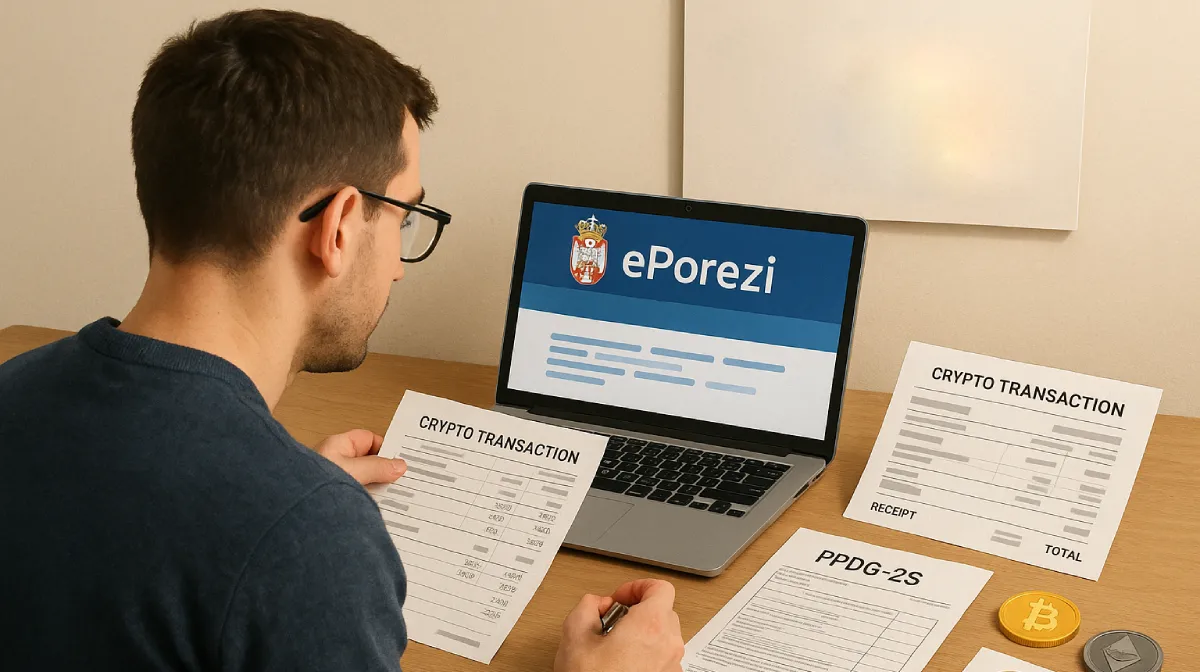 Prijava prihoda od kriptovaluta u Srbiji – građanin koristi ePorezi portal uz dokumentaciju i obrazac PPDG-2S - kriptovalute