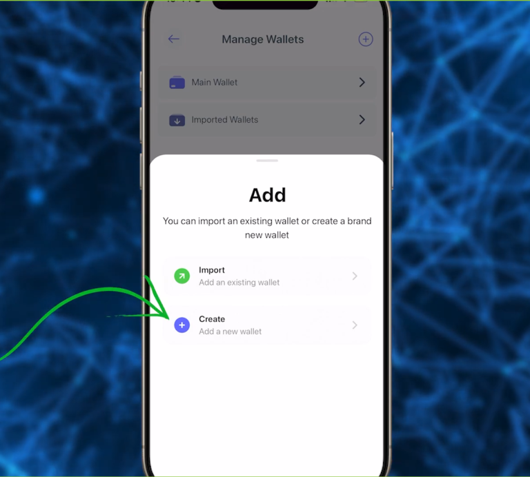 Dodirnite „Add wallet“ direktno iz multi-wallet prikaza