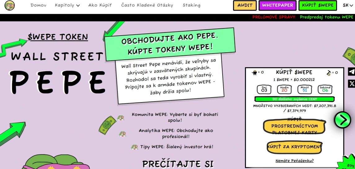 najlepšie meme coiny wall street pepe