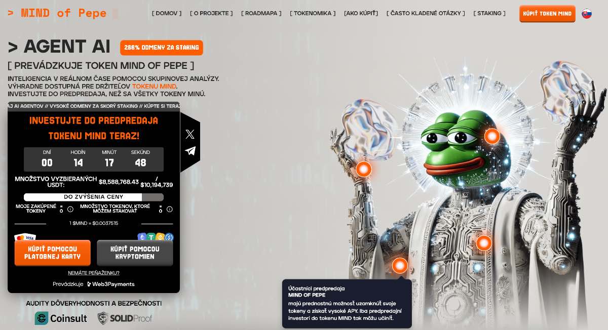 Mind of Pepe najlacnejšie kryptomeny