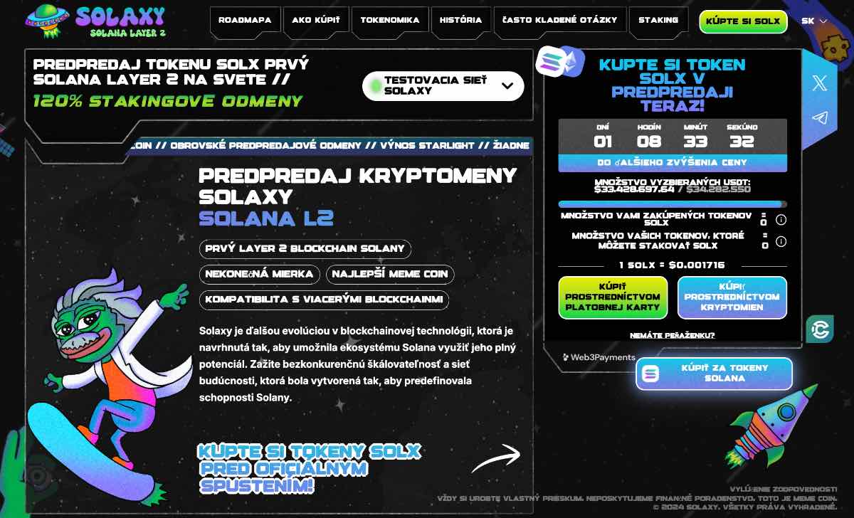 Solaxy SOLX nové kryptomeny na Binance