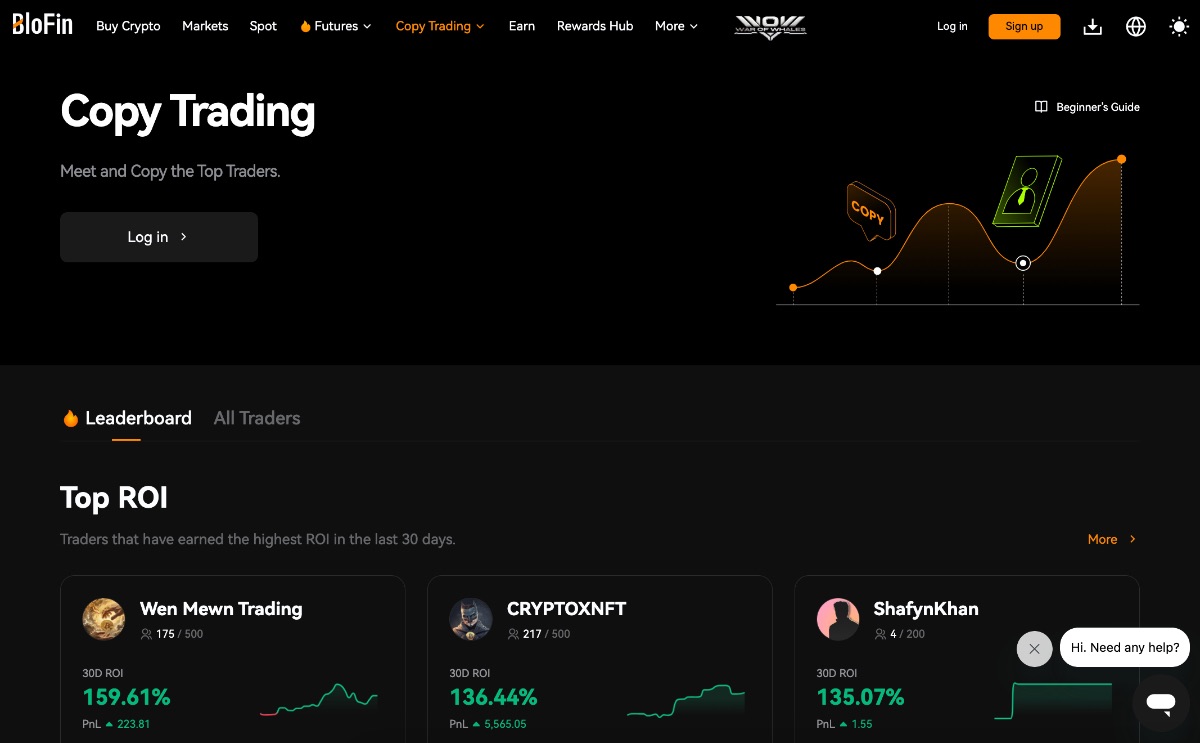BloFin top platforma pre copy trading