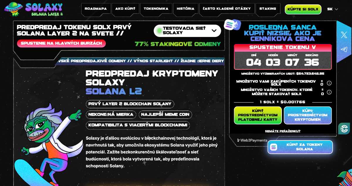 Solaxy prepredaj SOLX siete Solana