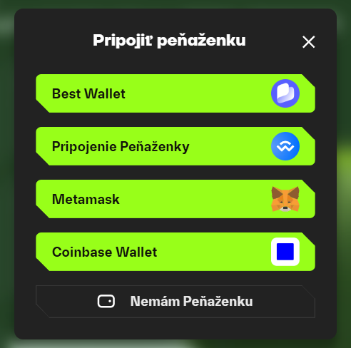 pripojenie peňaženky