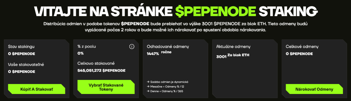 pepenode stakovanie kryptomien