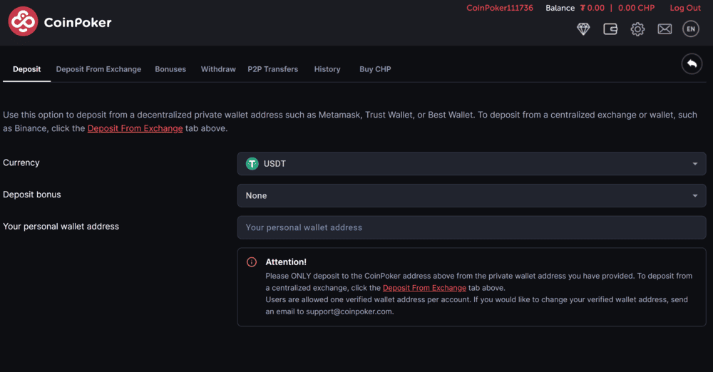 Coinpoker depozit