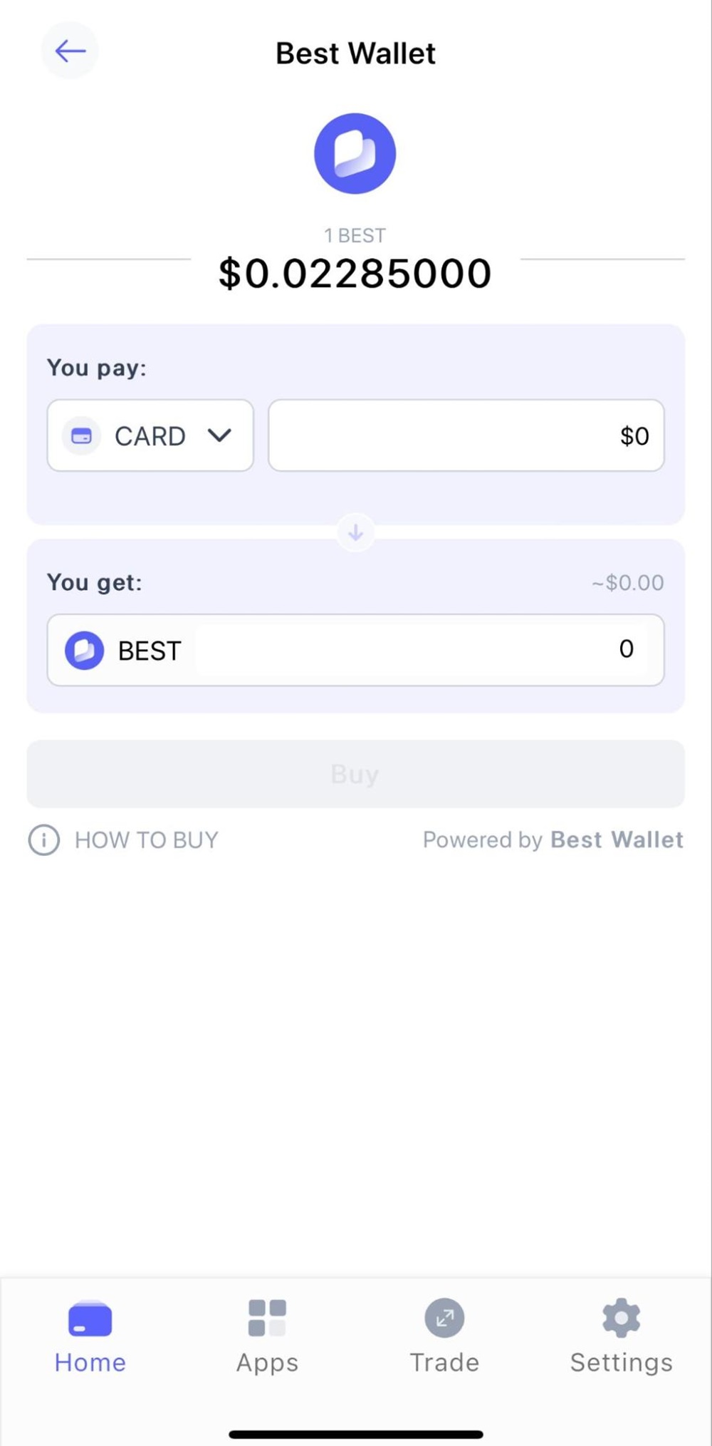 คลิกที่ Best Wallet Token และดำเนินการไปที่หน้าซื้อ