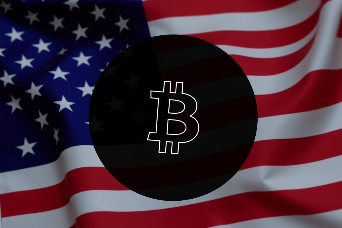 U.S. flag with Bitcoin logo