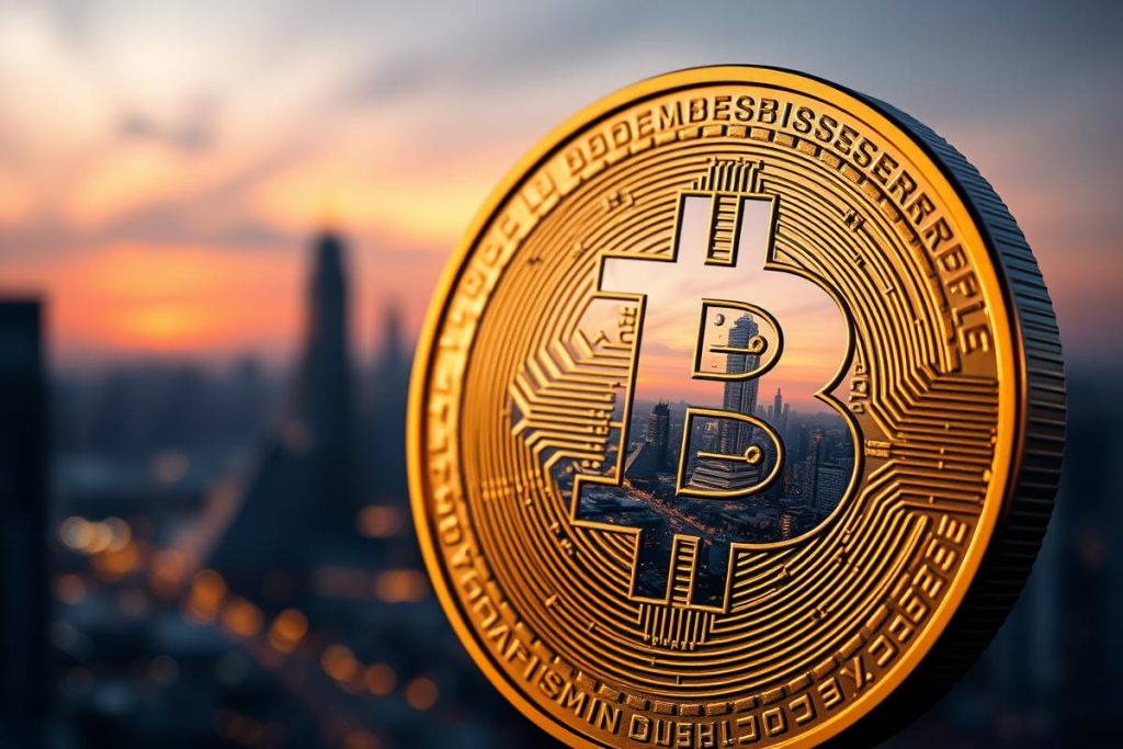 Bitcoin เหรียญทองสะท้อนภาพเมืองดิจิทัลแห่งอนาคต