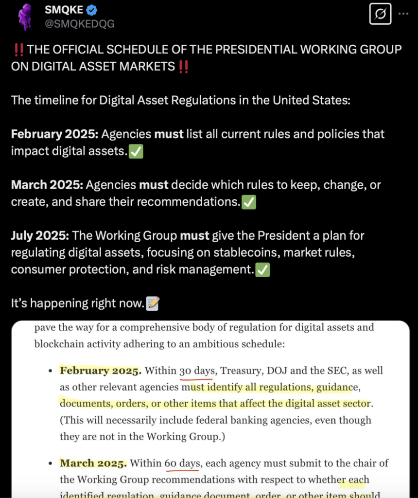 Official Schedule of Presidential Working Group on Digital Asset Markets